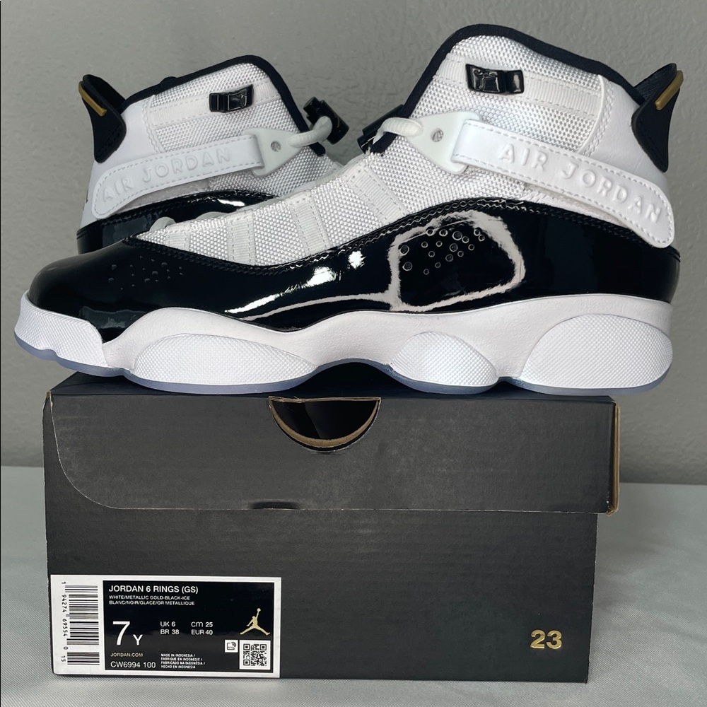 Jordan 6 rings- Black, White, and Gold